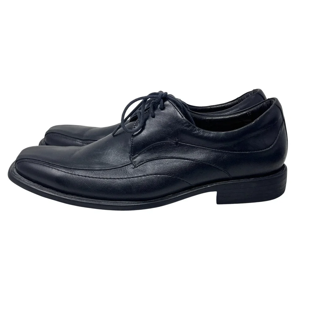 Johnston & Murphy Mens Black Leather Dress Shoes Lace‎ Up Square Toe Size 11M